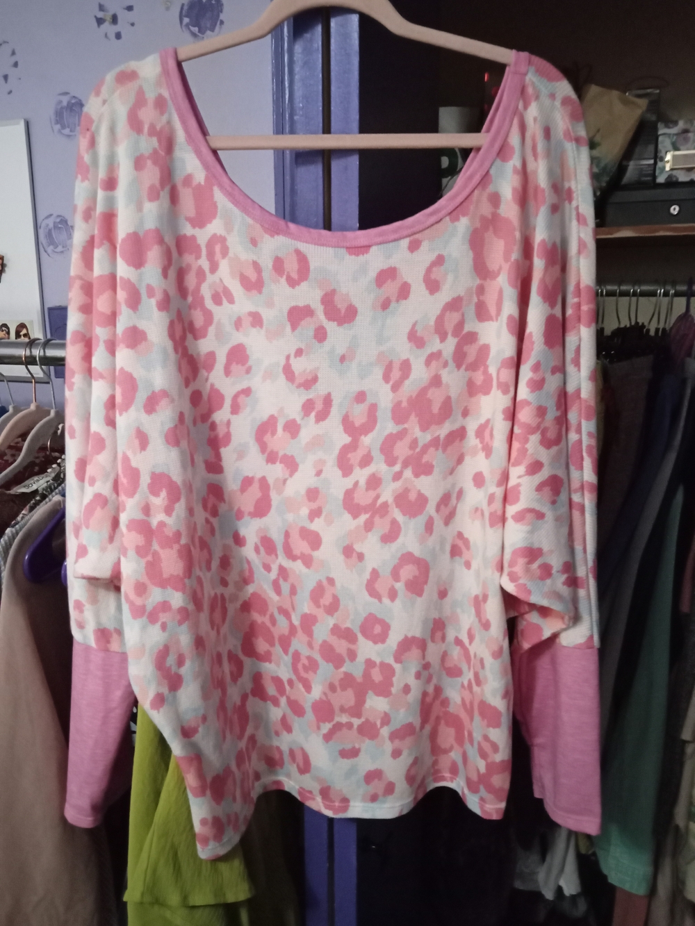 BiBi Pink Leopard Print Long Sleeve Top